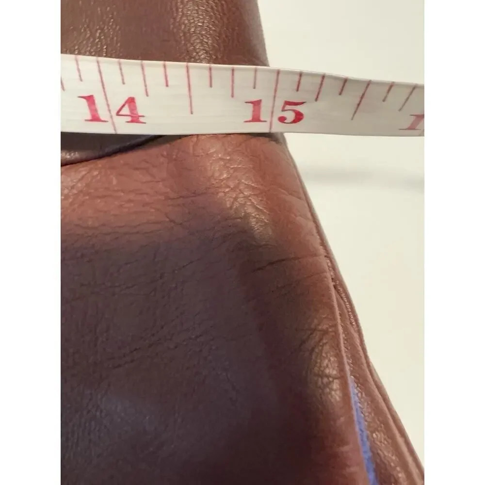 SCYE Midi Skirt 38 Blue Stretch Brown Leather Pencil Lined With Pockets Japan - Picture 11 of 13